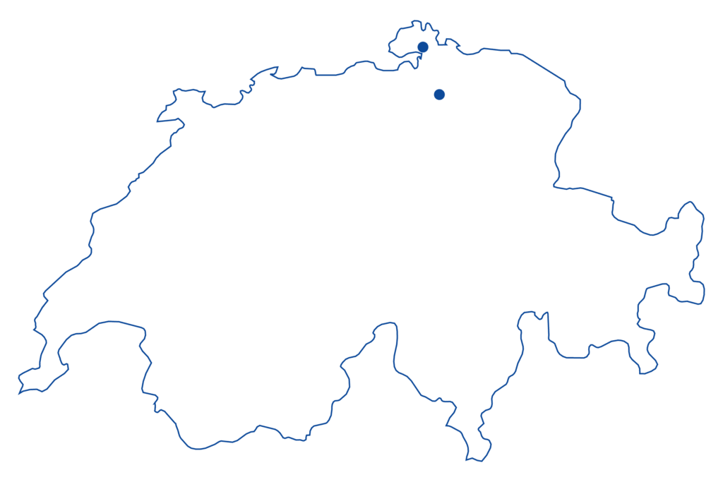 Landkarte Schweiz - Standorte der NSYNC AG in Winterthur und Neuhausen am Rheinfall Landkarte Schweiz - Standorte der NSYNC AG in Winterthur und Neuhausen am Rheinfall